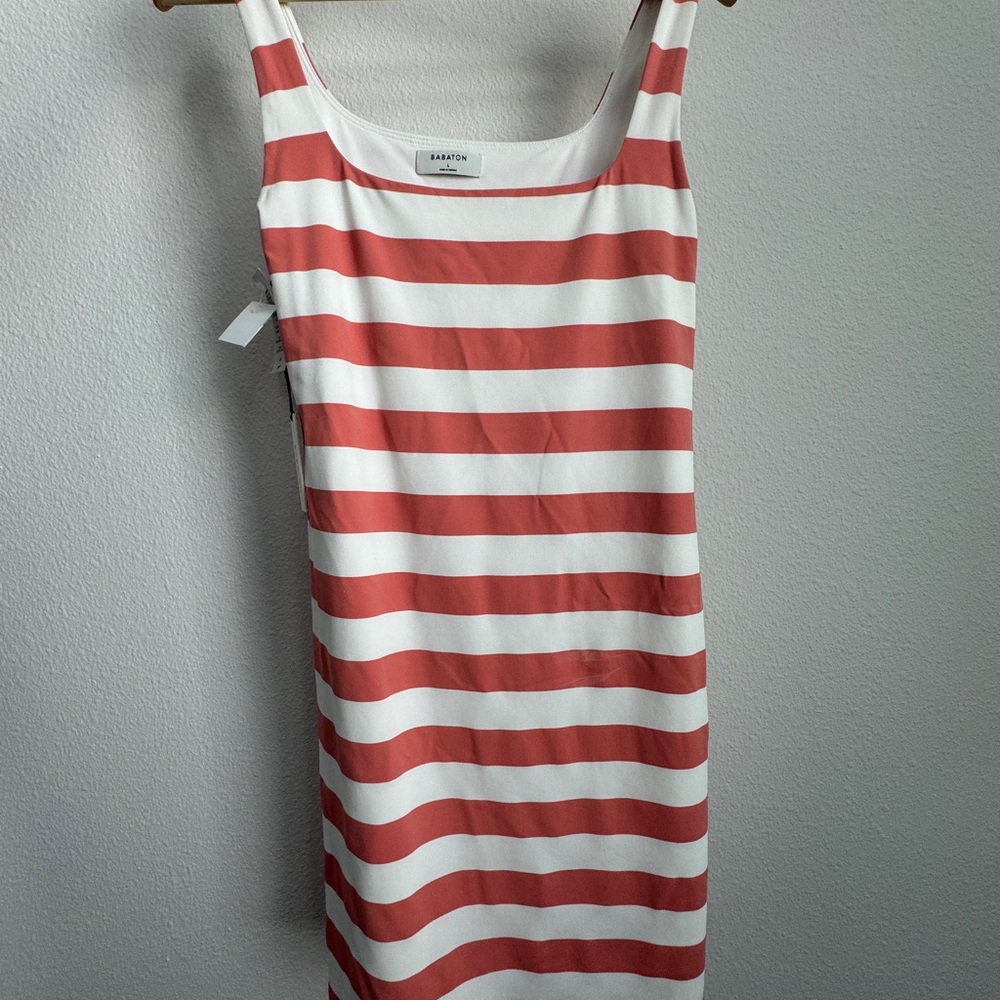Babaton Coral and White Striped Dress Size L